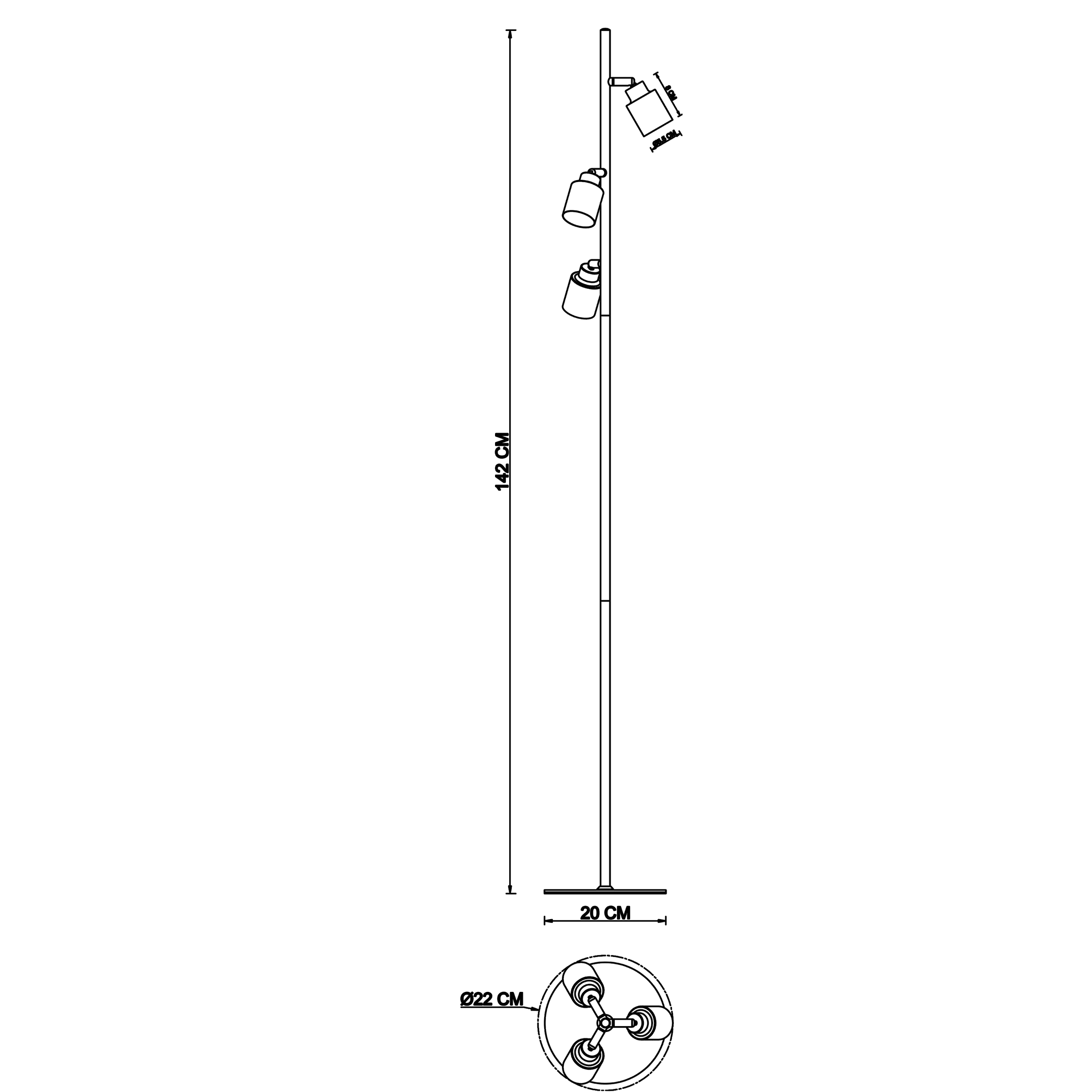 TEKLA FLOOR LAMP METAL CHROME H142 CM 3XG