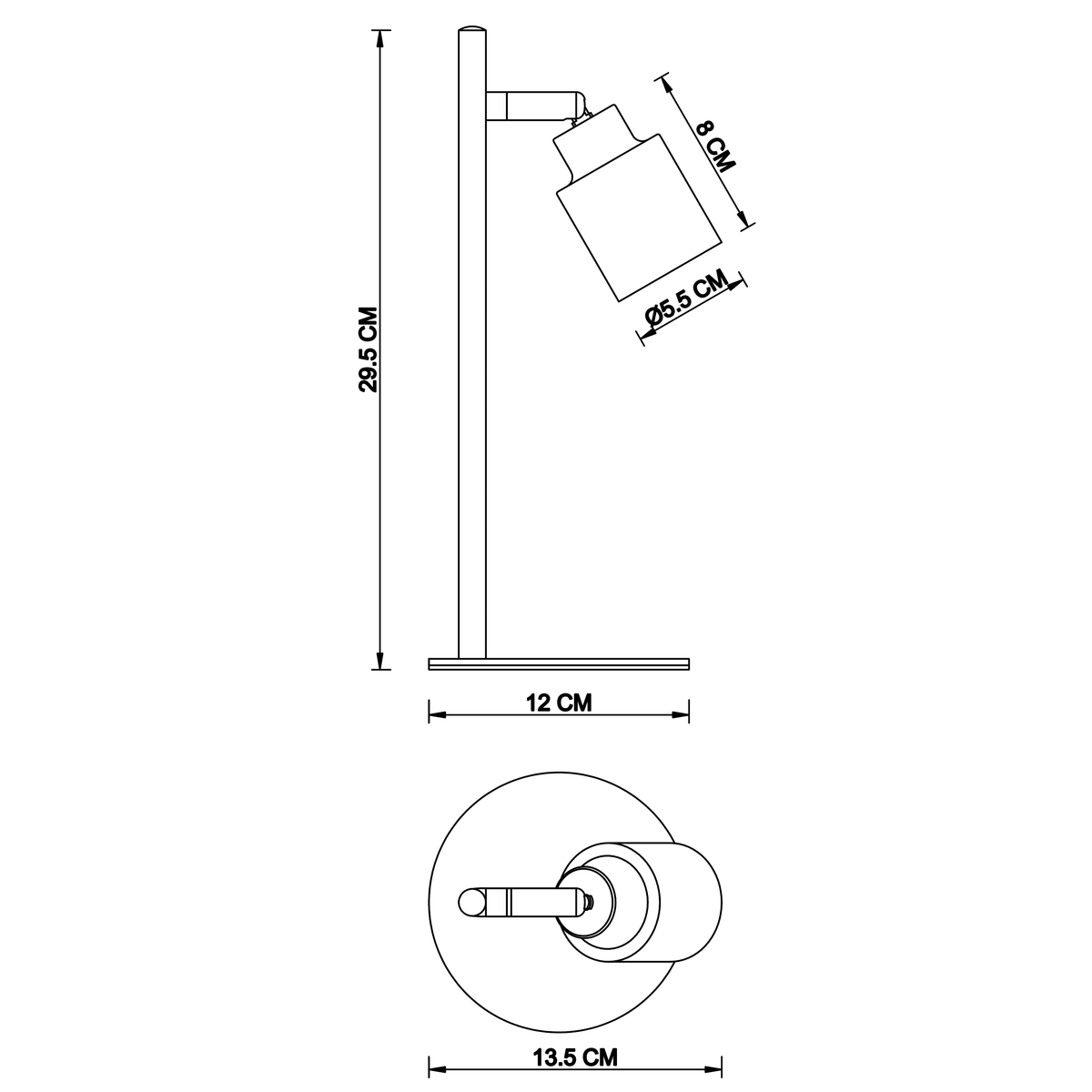 Tekla black metal study lamp, H29.5 cm, 1xGU10