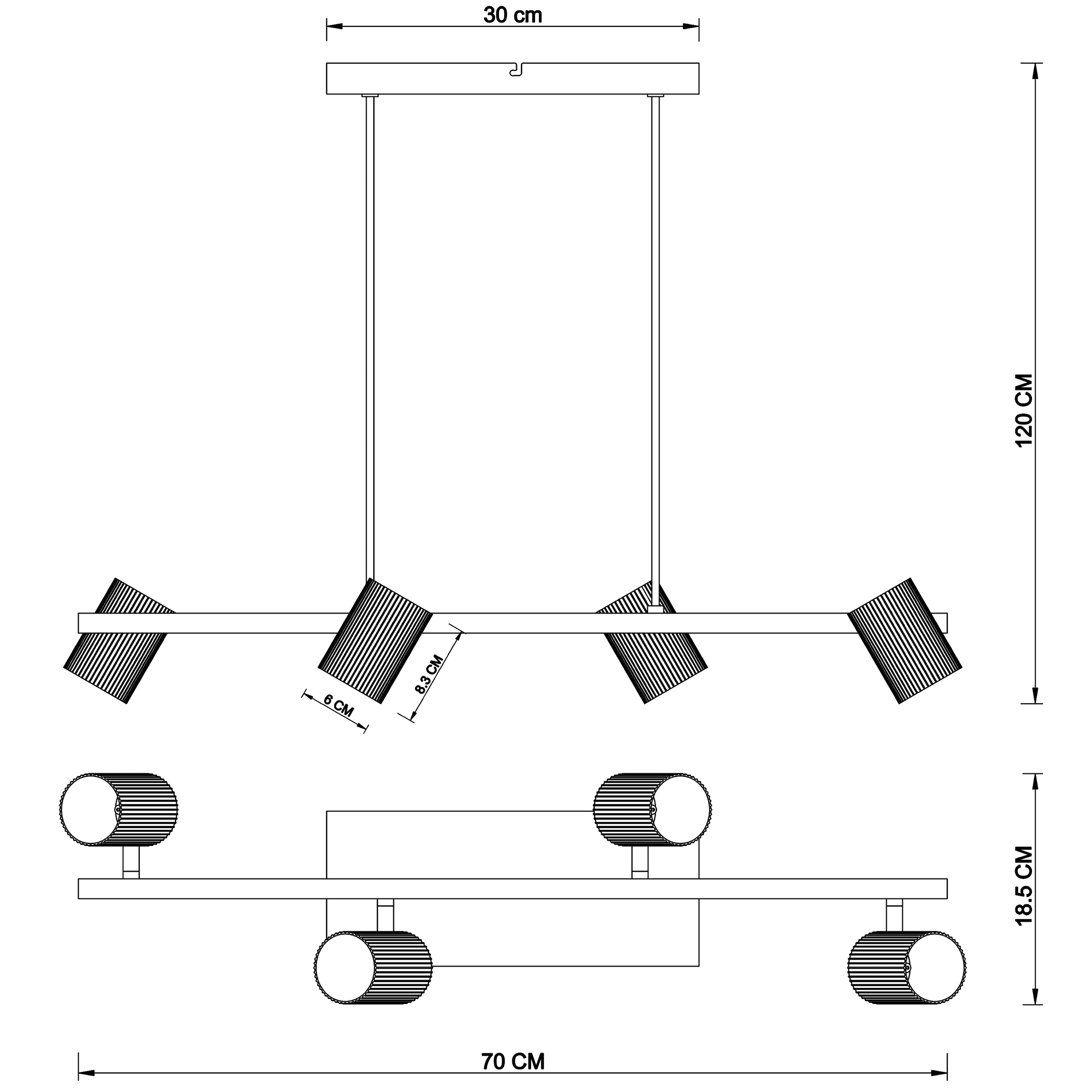 Lampadario fabio metallo oro l120cm 4xgu10