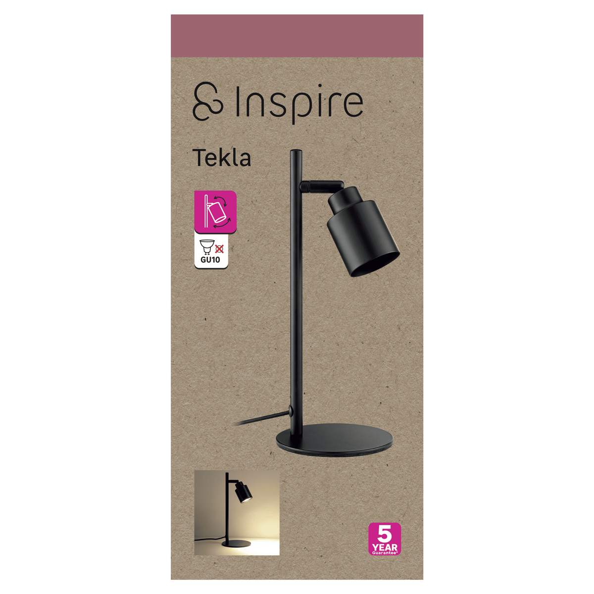 Tekla black metal study lamp, H29.5 cm, 1xGU10