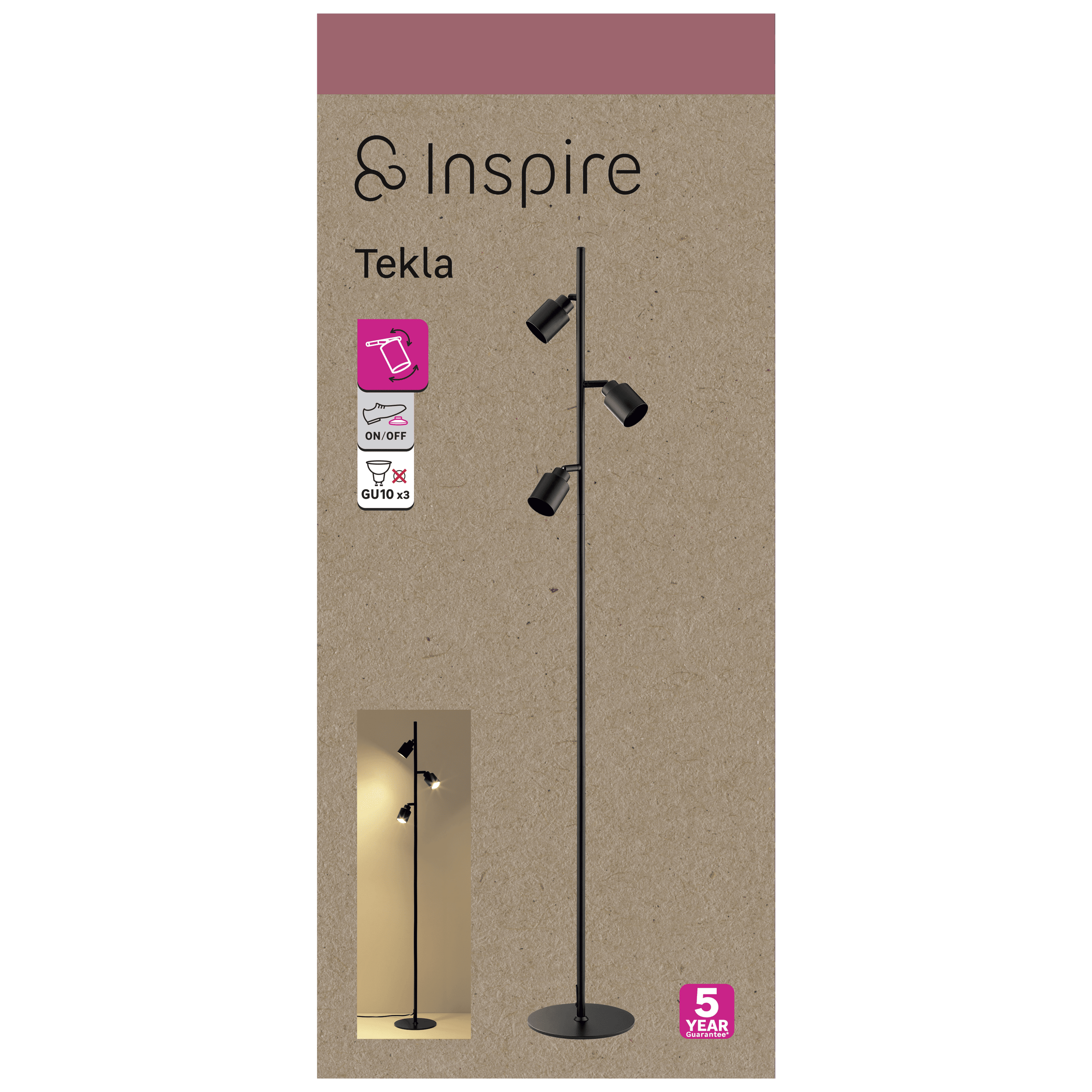 TEKLA FLOOR LAMP METAL BLACK H142 CM 3XGU