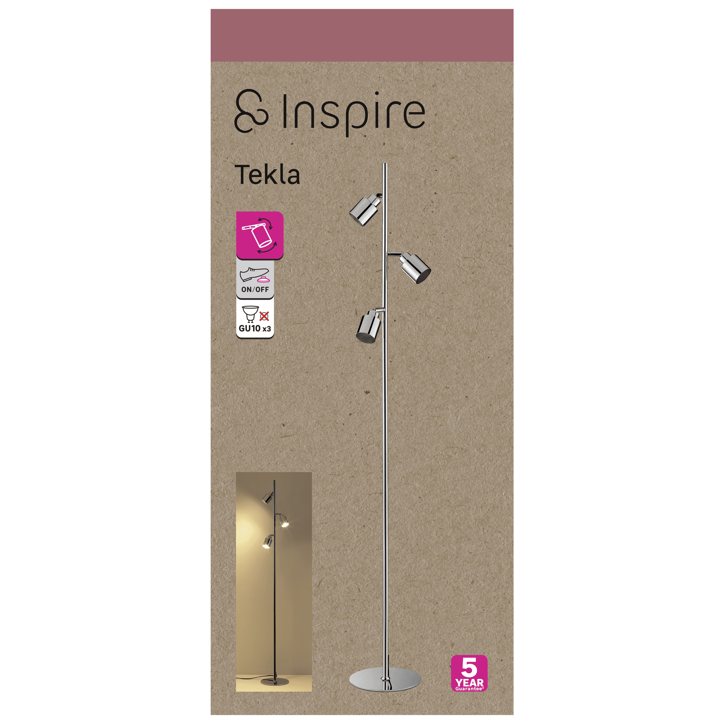 TEKLA FLOOR LAMP METAL CHROME H142 CM 3XG
