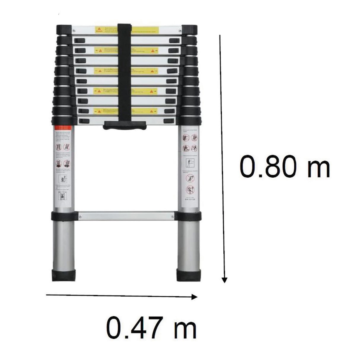 EXTENSIBLE LADDER 9 STEPS ANODISED ALUMINIUM