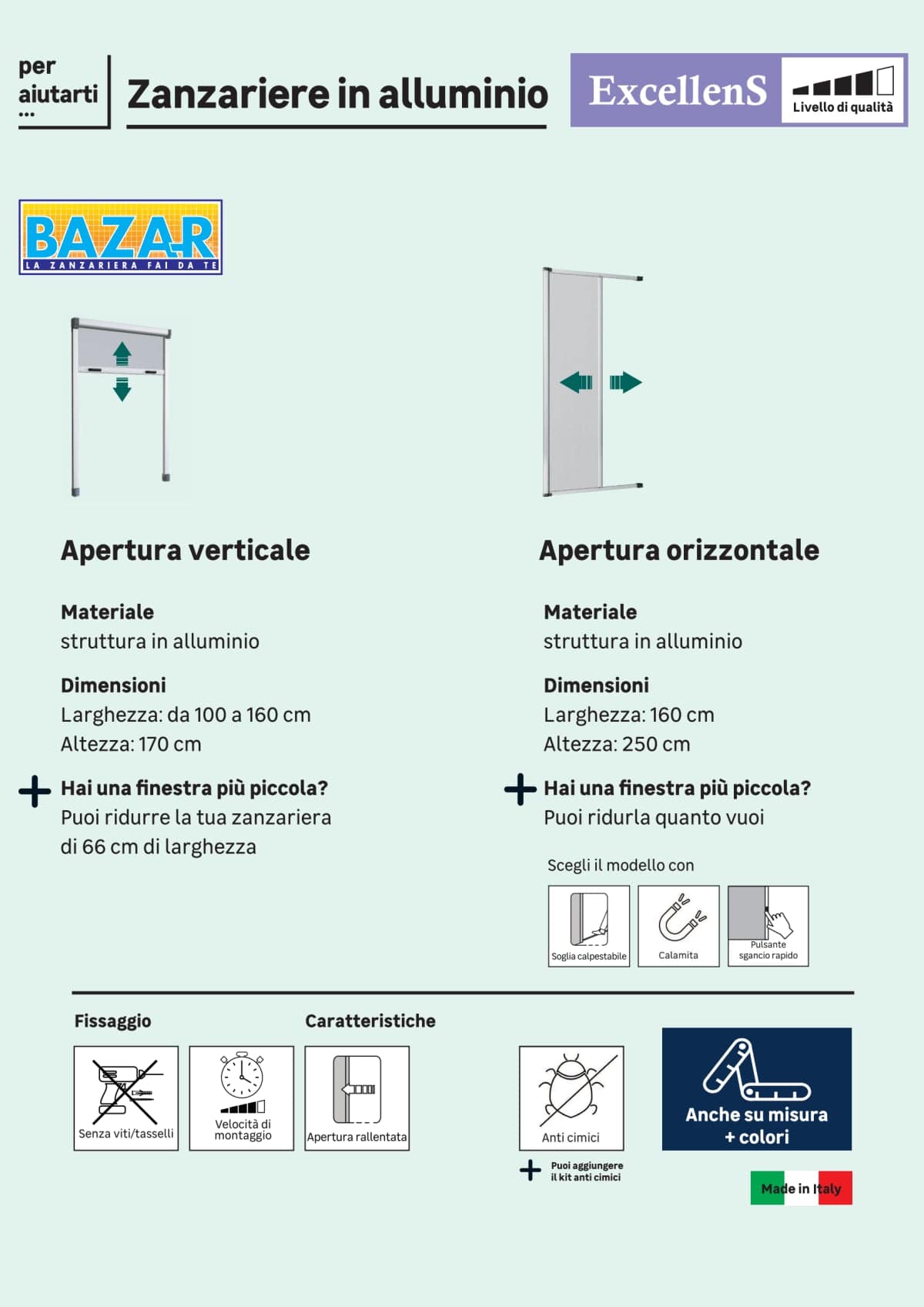 Bricocenter ZANZARIERA BAZAR 80x170 CON FRENO BRONZO