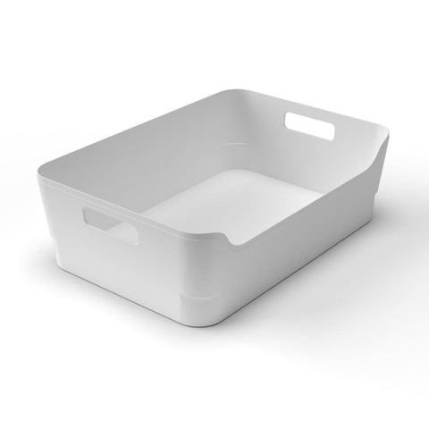 R-shape Lerge 8-litre white container (L23 x W10 x H34 cm) made from recycled PP
