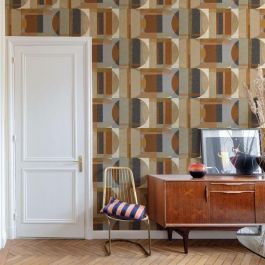 GEOMETRIC MODERN BROWN WALLPAPER 53CMX10.5M
