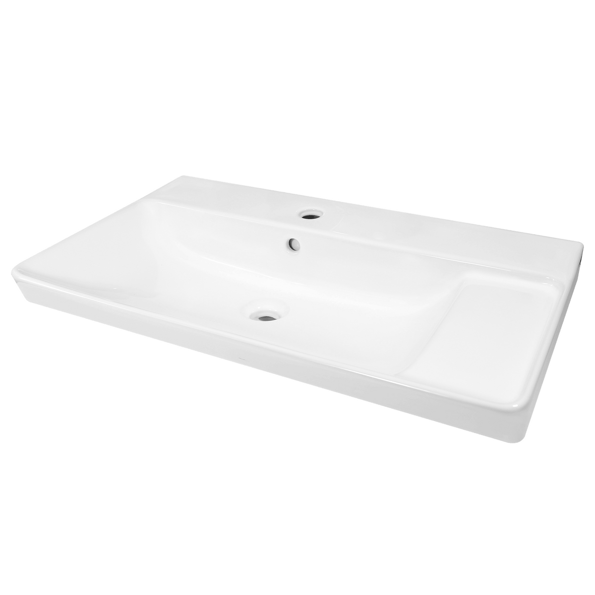 Easy New glossy white ceramic under-counter washbasin, 71.2 x 42.4 x 15.5 (H) cm