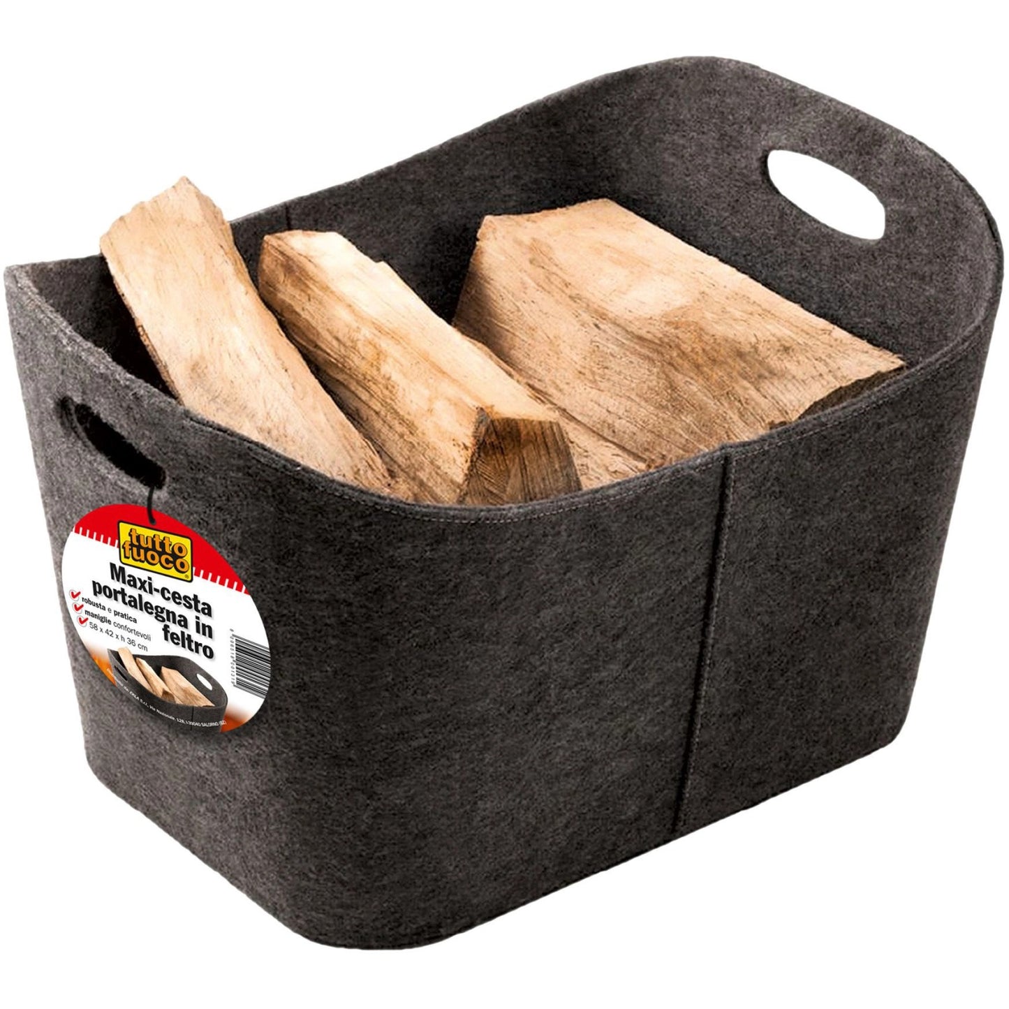 MAXI FELT WOOD BASKET 54.8X35X42
