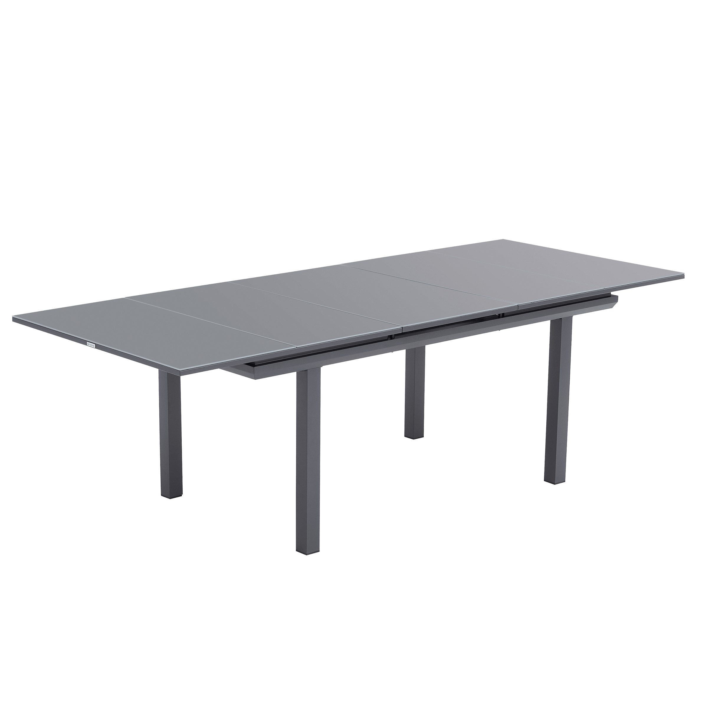 Odyssea table, 188/244 x 100 mm, aluminium frame with anthracite Naterial glass top