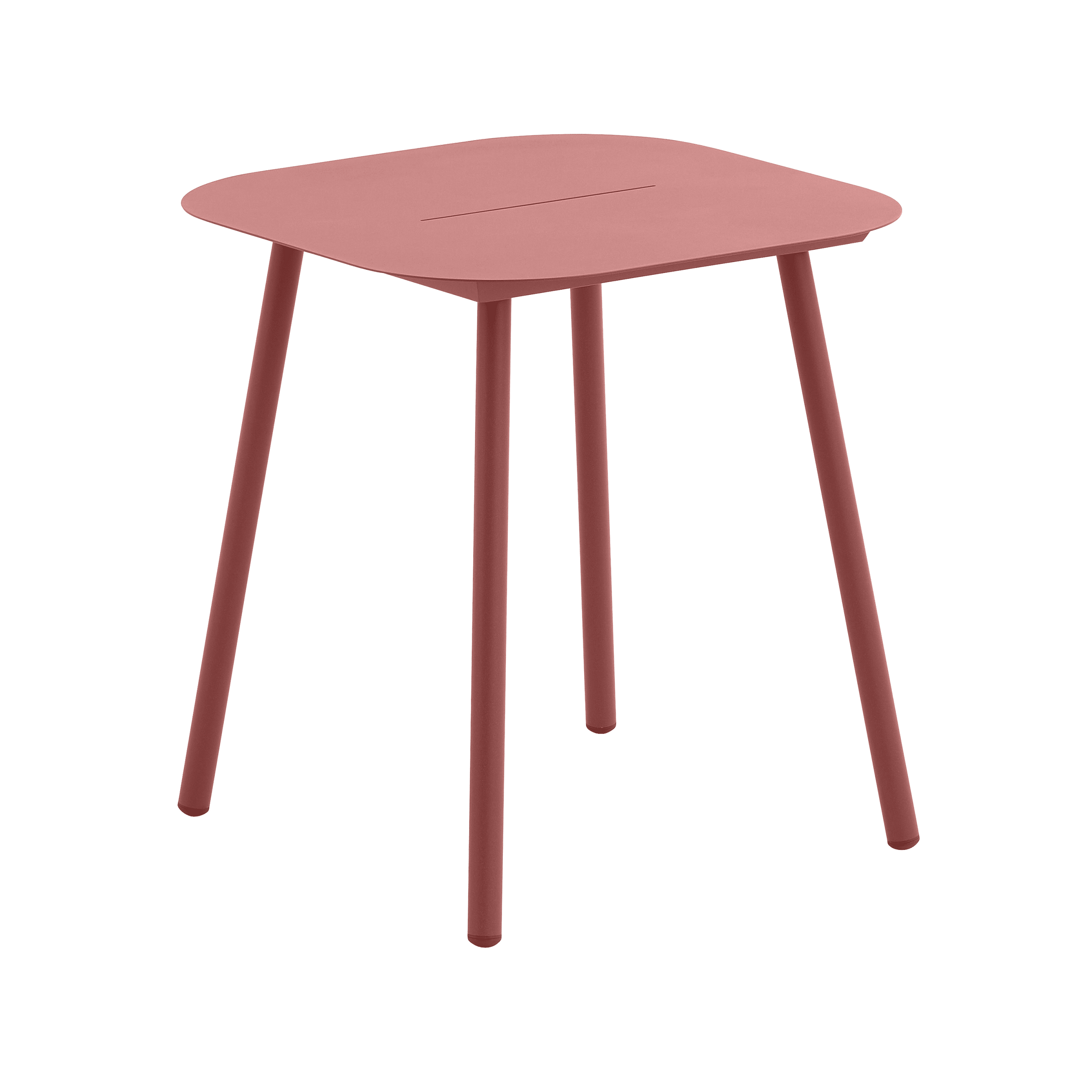 Anafi fixed table, 70x70cm, in Naterial red aluminium