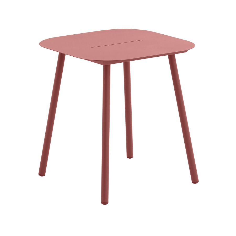 Anafi fixed table, 70x70cm, in Naterial red aluminium