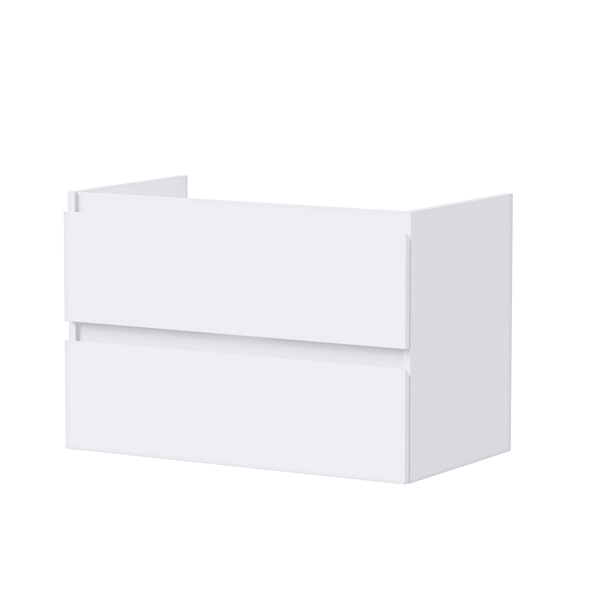 Essential matt white bathroom base unit with 2 drawers, W 80 x H 53 x D 45 cm