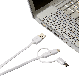1MT MICRO USB / A TYPE USB CABLE + LIGHTNING + C TYPE USB ADAPTER