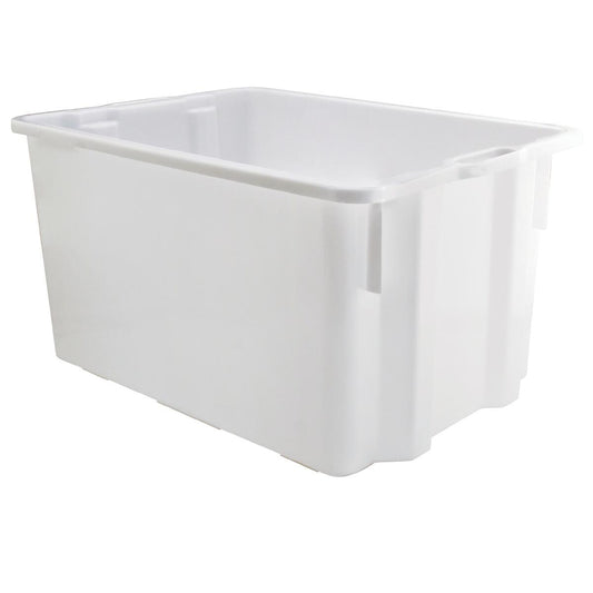 Stackable high-density polyethylene (HDPE) closed box, 65 litres, neutral colour