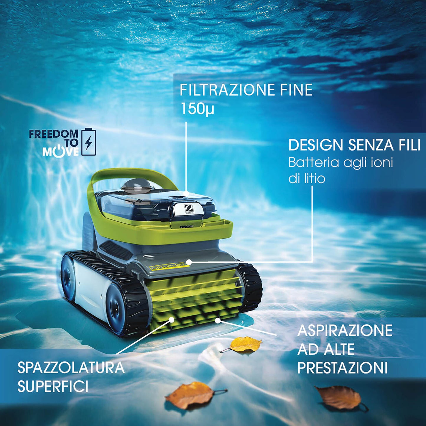 PIXEL BATTERY ROBOT OP-3220 FOR POOLS UP TO 8x4MT BOTTOM AND WALL CLEANING