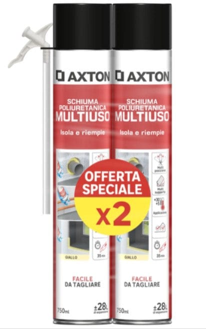 Bricocenter BI PACK MULTI-PURPOSE POLYURETHANE FOAM 750 ML AXTON