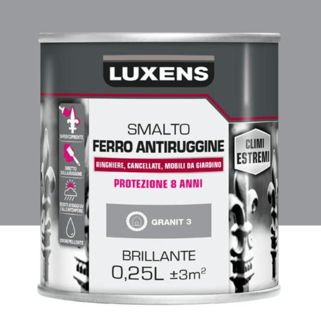 Bricocenter SMALTO FERRO ANTIRUGGINE GRIGIO GRANITO3 BRILLANTE LUXENS 250ML