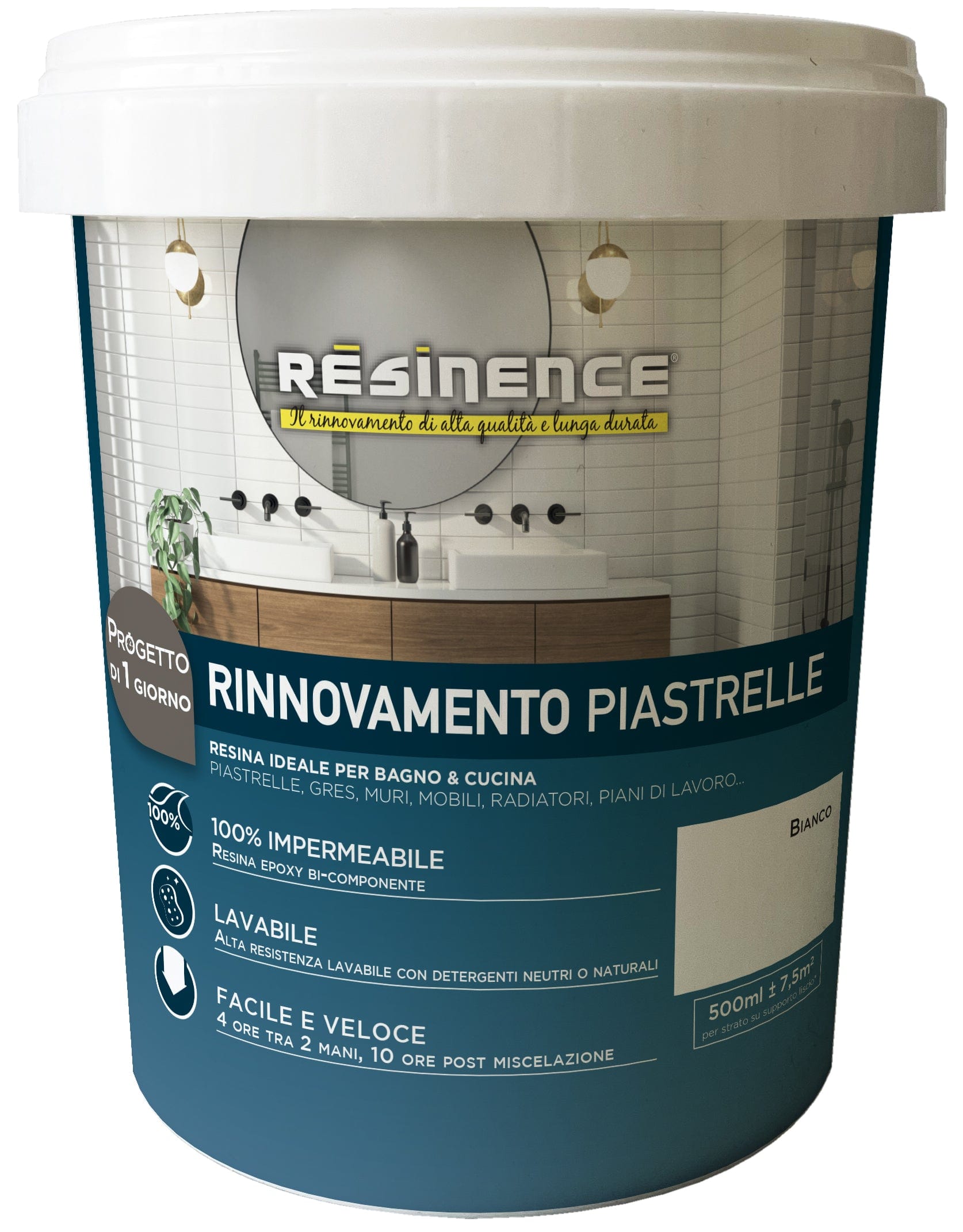 Bricocenter TWO-COMPONENT WATER-BASED SATIN WHITE TILE RESINENCE RESIN 5O0 ML