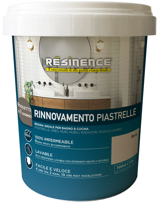 Bricocenter TWO-COMPONENT WATER-BASED SATIN BEIGE TILE RESINENCE 5O0 ML