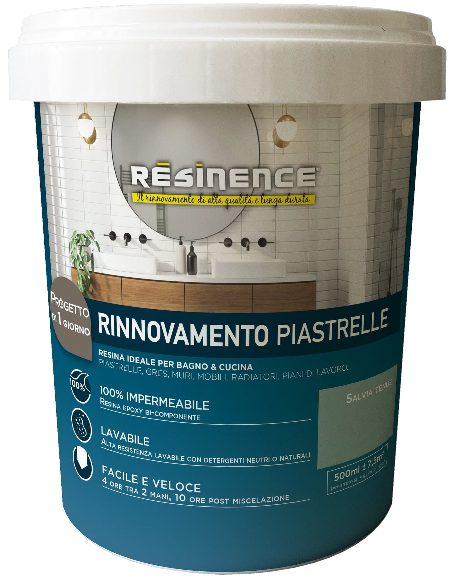 Bricocenter WATER-BASED TWO-COMPONENT RESIN FOR SAGE GREEN SATIN TILES RESINENCE 5O0 ML