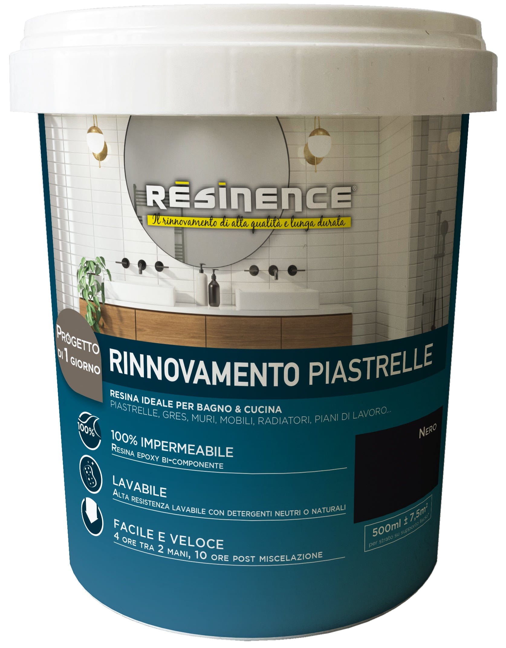 Bricocenter TWO-COMPONENT WATER-BASED SATIN BLACK TILE RESINENCE 5O0 ML