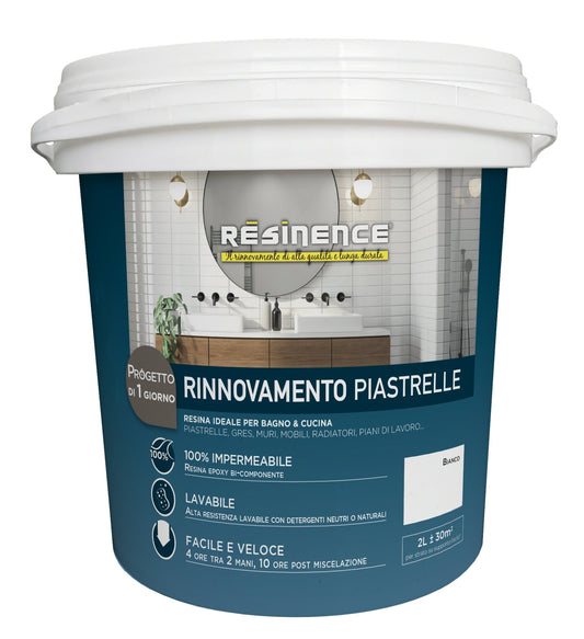 Bricocenter TWO-COMPONENT WATER-BASED SATIN WHITE TILE RESINENCE 2 LT