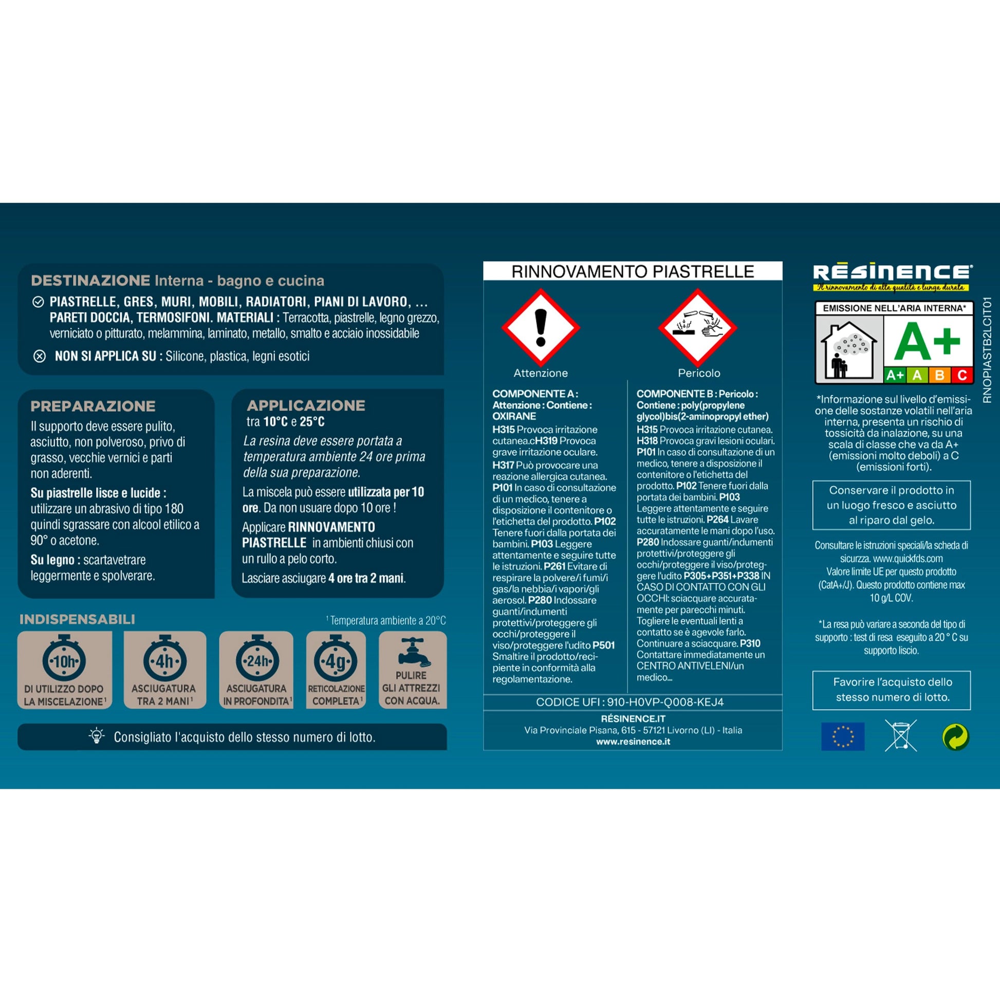 Bricocenter WATER-BASED TWO-COMPONENT RESIN FOR TILES ASH WHITE SATIN RESINENCE 2 L