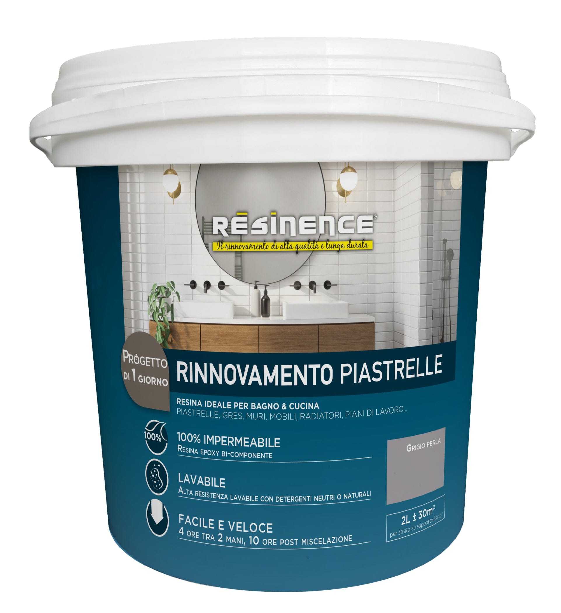 Bricocenter TWO-COMPONENT WATER-BASED SATIN PEARL GRAY TILE RESINENCE 2 LT