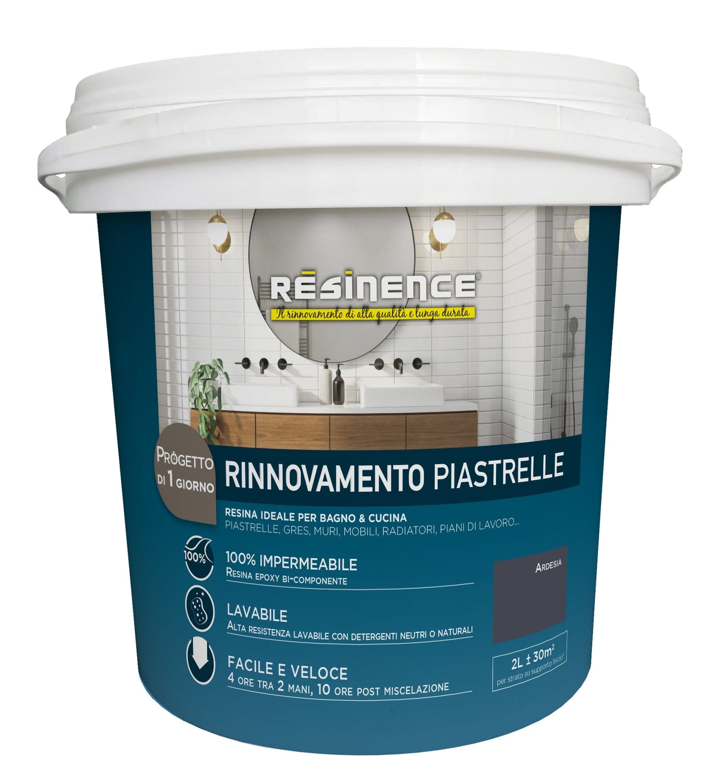 Bricocenter TWO-COMPONENT WATER-BASED RESIN FOR TILES SLATE GRAY SATIN RESINENCE 2 LT
