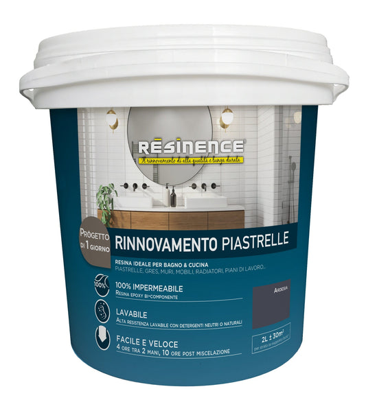Bricocenter TWO-COMPONENT WATER-BASED RESIN FOR TILES SLATE GRAY SATIN RESINENCE 2 LT