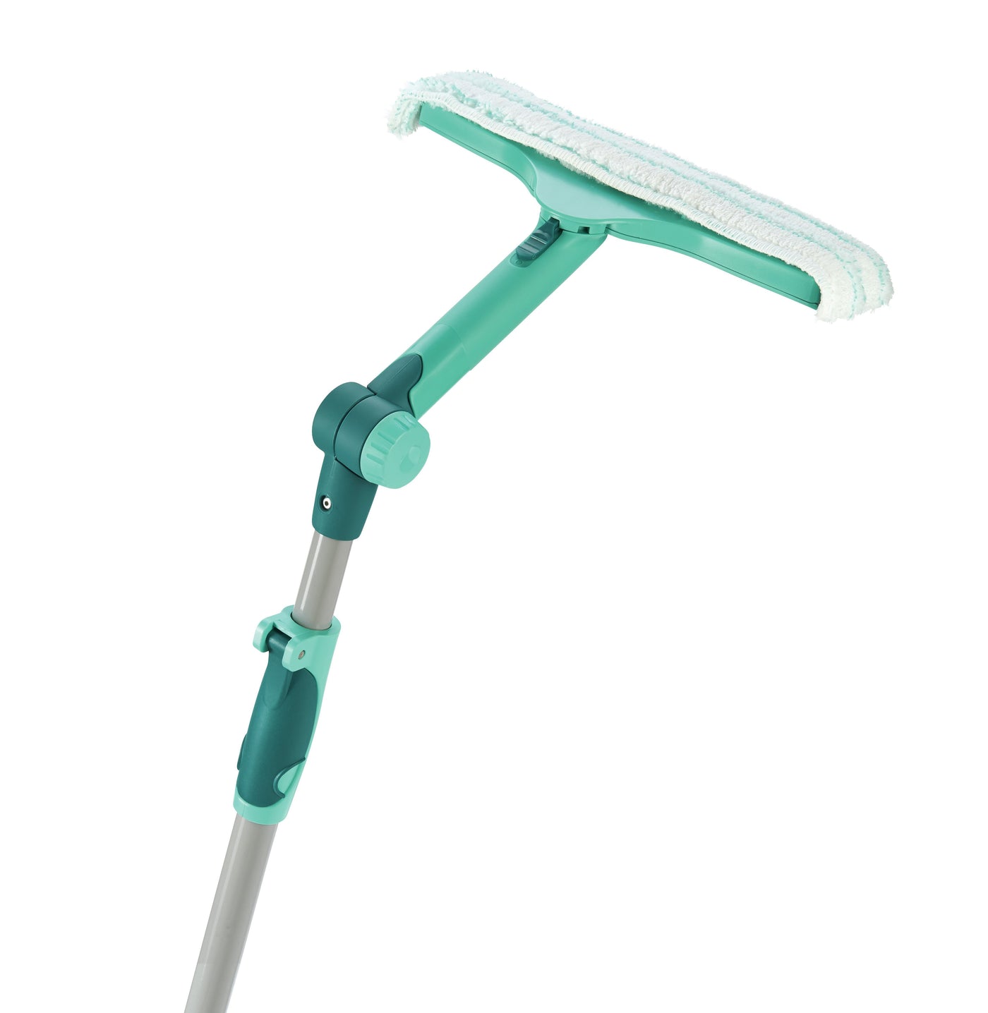 Window cleaner with telescopic handle and swivel joint