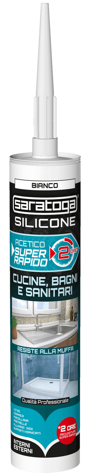 Bricocenter ACETIC SILICONE BATHROOMS AND KITCHENS WHITE 2 HOURS SARATOGA 280 ML