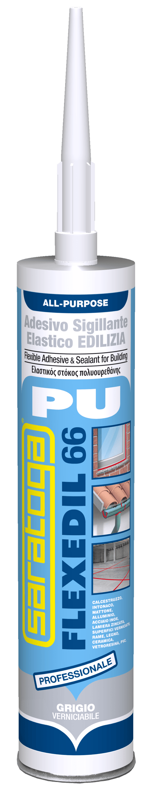 Bricocenter POLYURETHANE SEALANT FOR CONSTRUCTION GRAY FLEXEDIL SARATOGA 300 ML