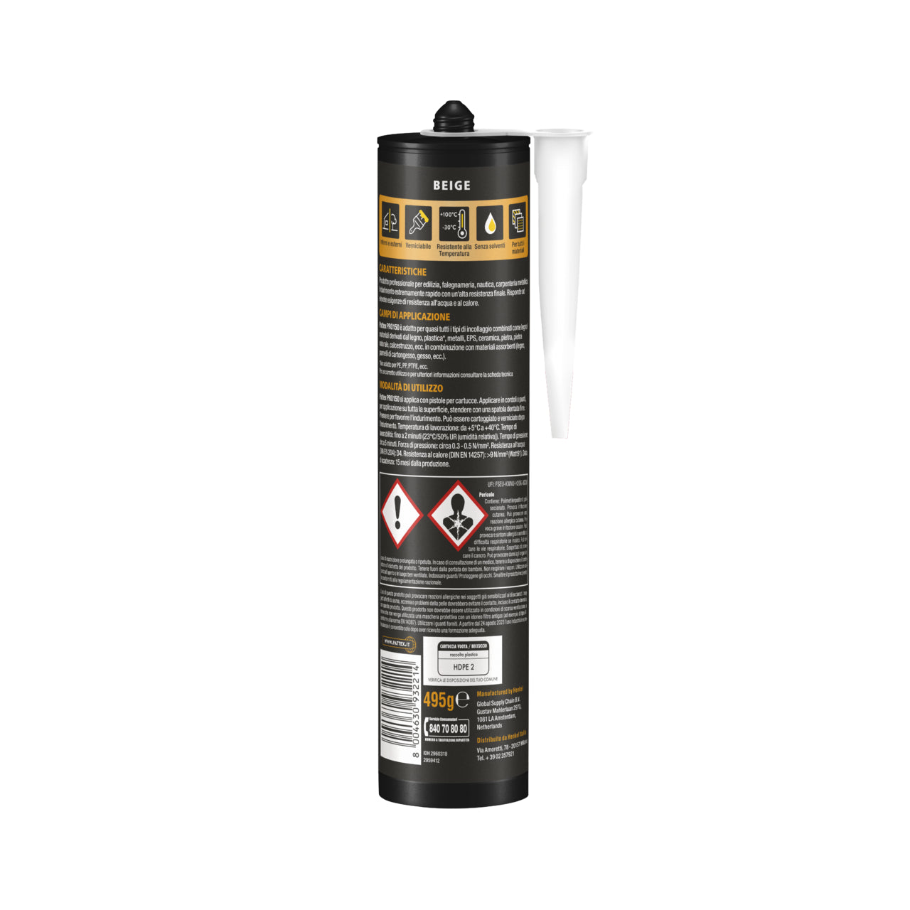 ASSEMBLY GLUE STRUCTURAL WORK POLYURETHANE BEIGE PRO 150 PATTEX 495GR