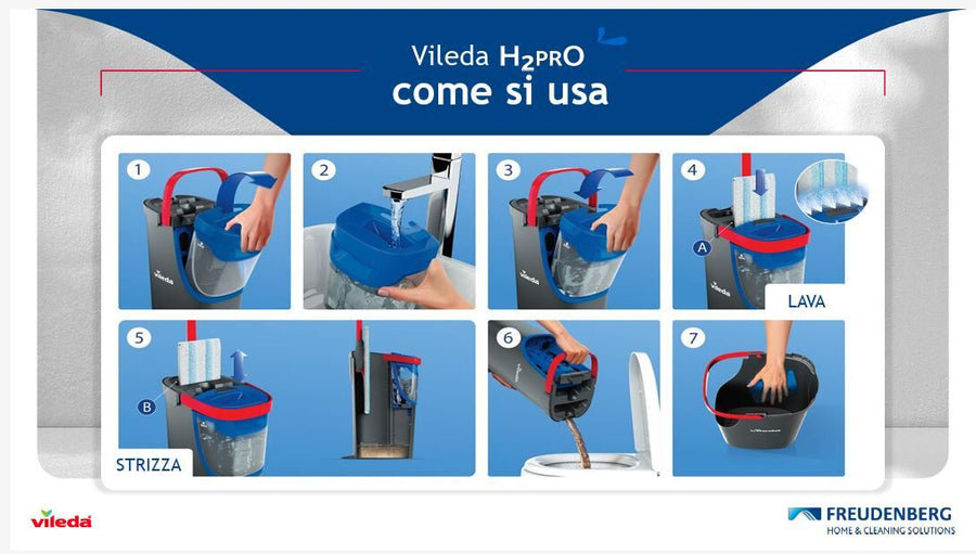 Sistema lavapavimenti h2 pro flat mop