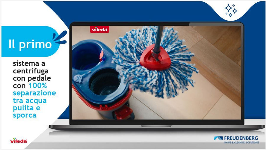 Sistema lavapavimenti- h2 pro spin mop con centrifuga