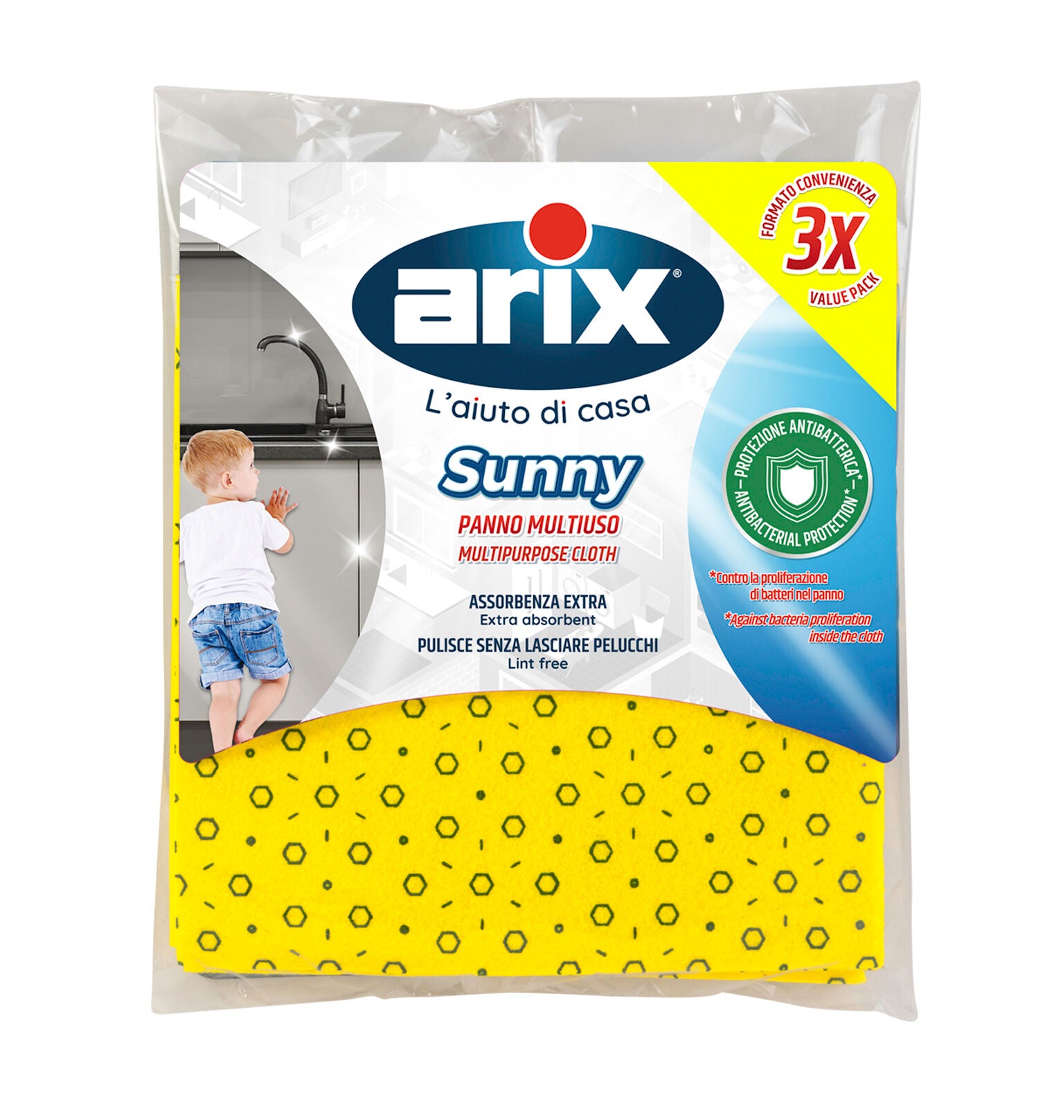 3 Sunny yellow cloths with antibacterial treatment