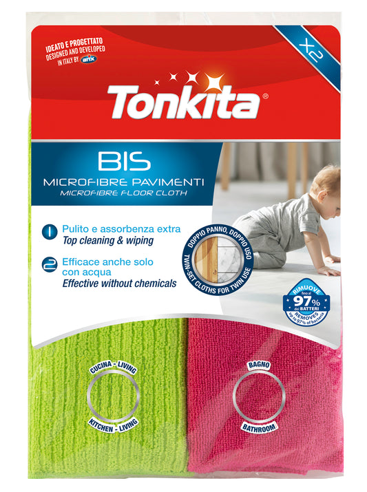 Set of microfibre floor cloths, 2 colours - Tonkita