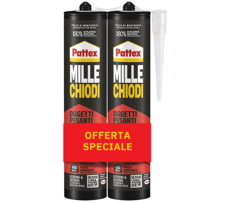 Twin pack Millechiodi multi-material assembly adhesive for heavy objects, 420g