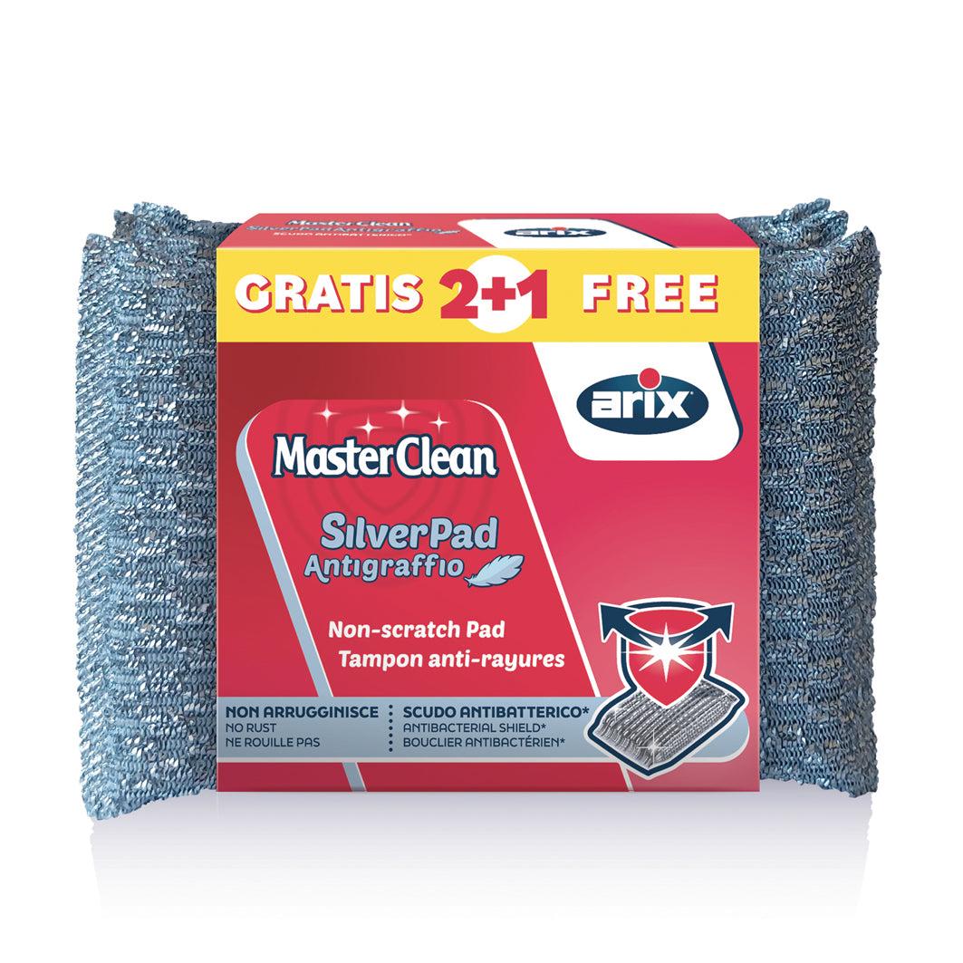 2+1 MasterClean-Silver scratch-resistant pads with antibacterial properties