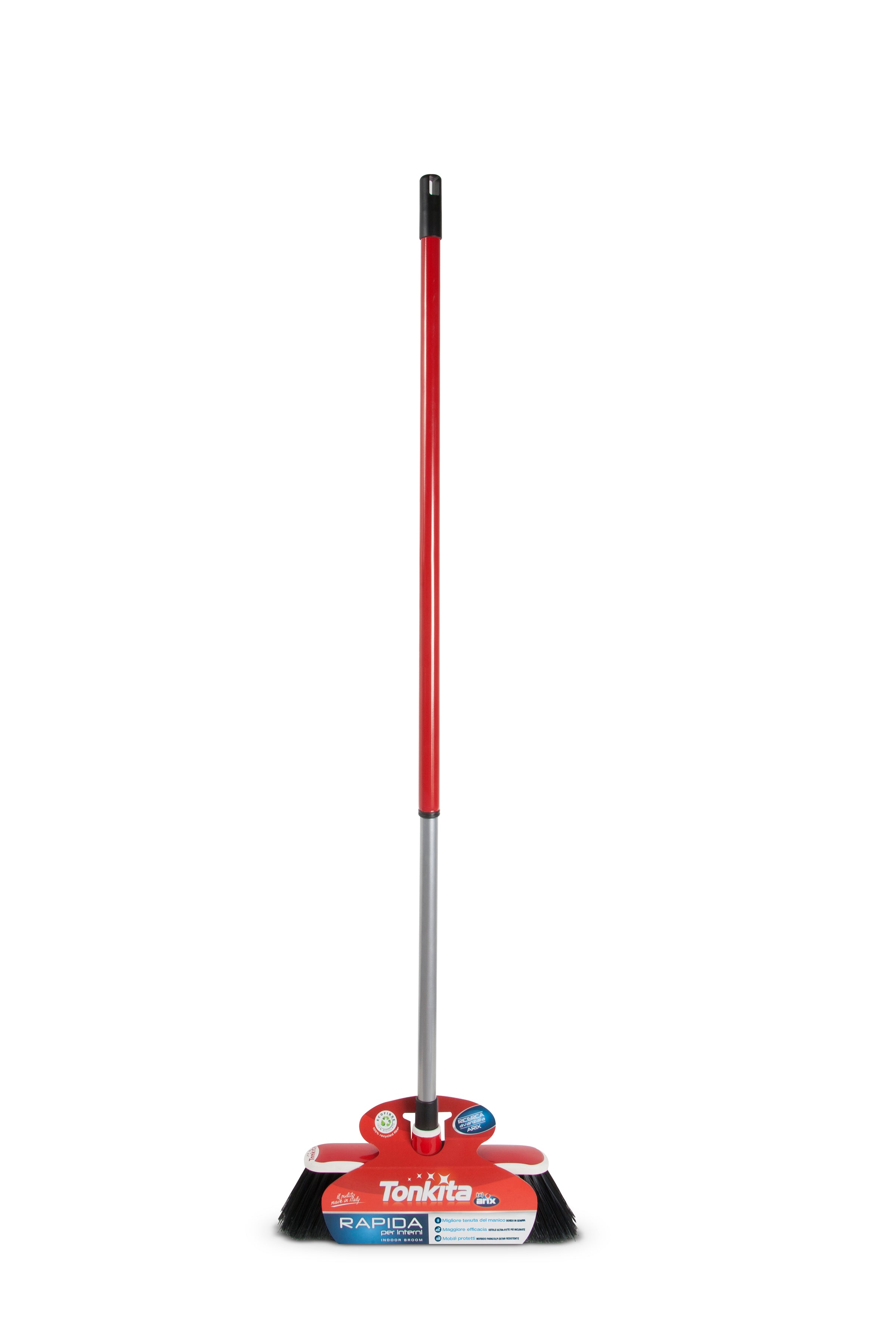 Quick-clean broom with 130 cm extendable handle – indoor broom with bumper