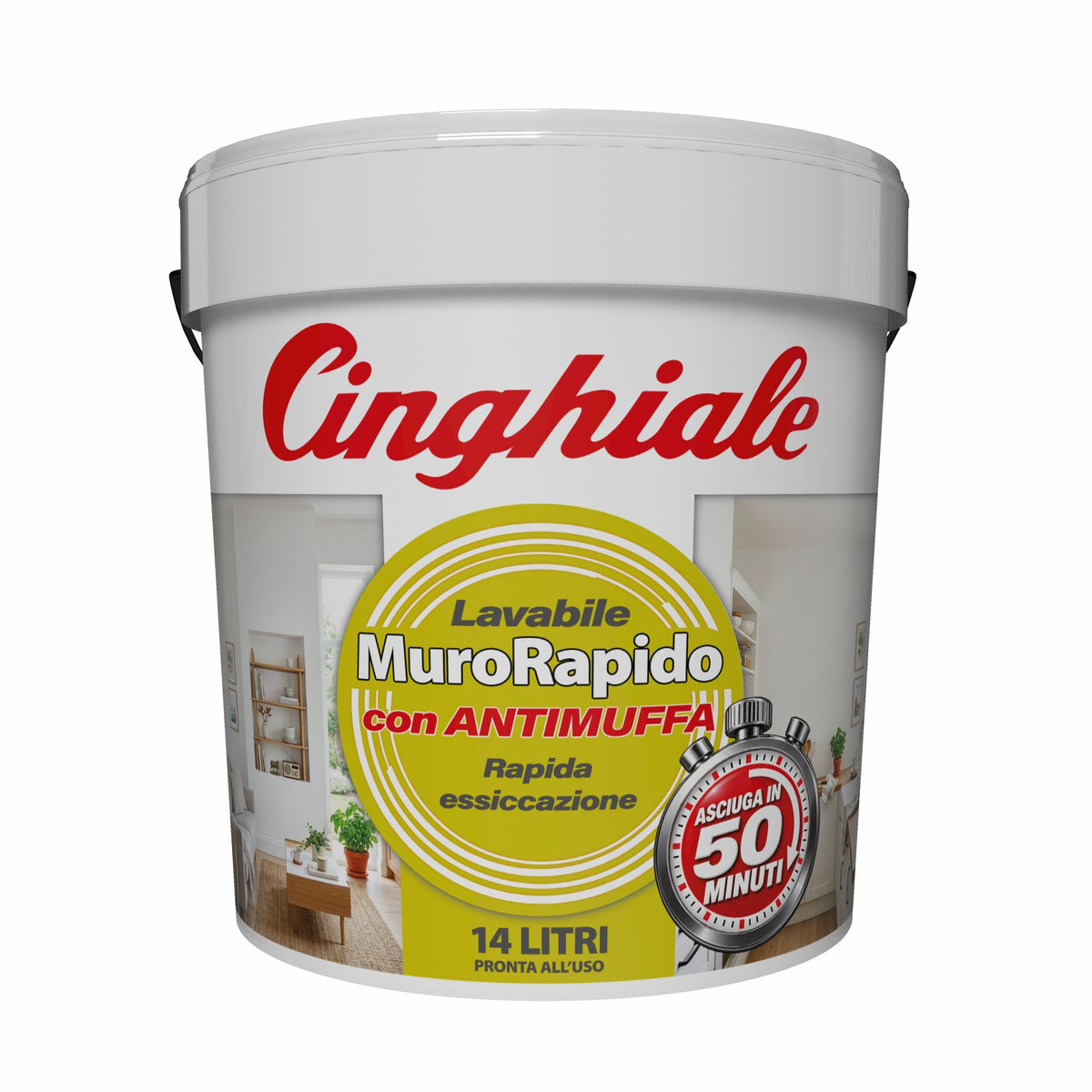 Pittura bianca lavabile antimuffa asciugatura rapida cinghiale 14lt