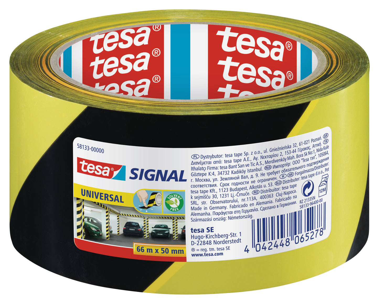 ADHESIVE WARNING TAPE YELLOW/BLACK 50MMX66MT