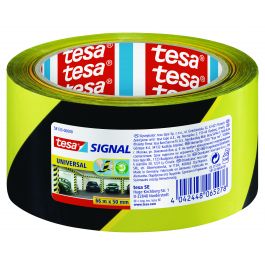 ADHESIVE WARNING TAPE YELLOW/BLACK 50MMX66MT