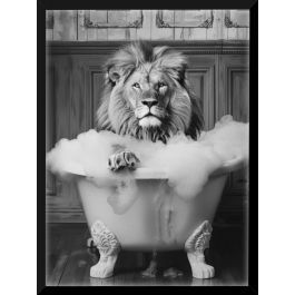 FRAMED PRINT LION IN TUB 30X40