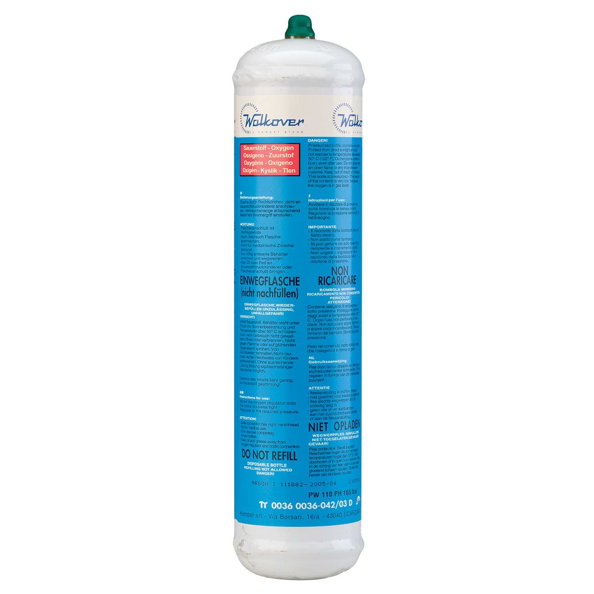 High-pressure oxygen cylinder