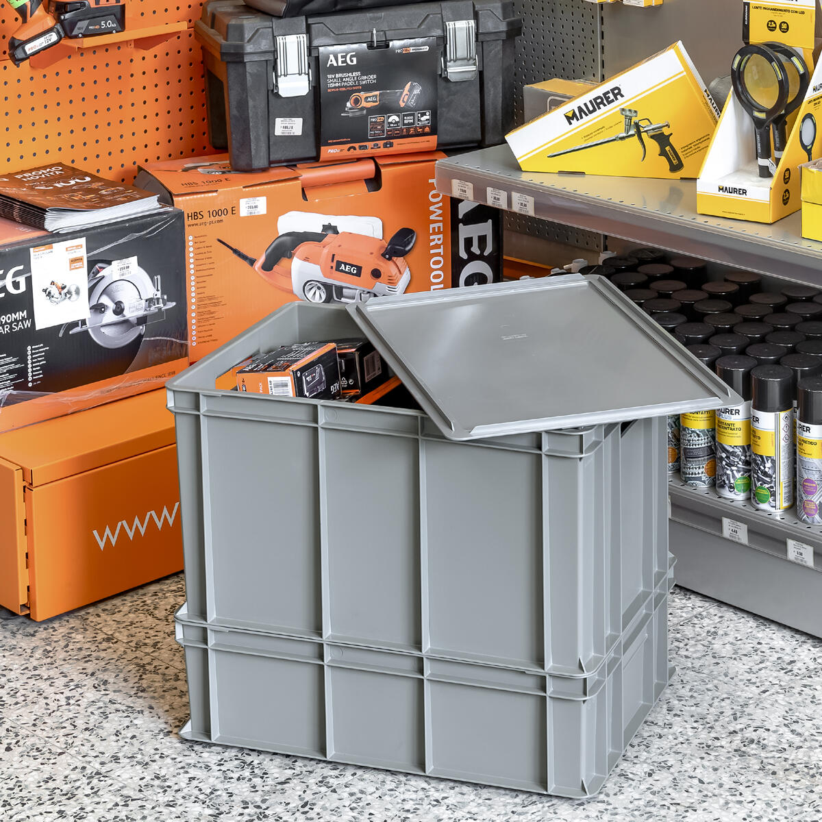 Multi-purpose box 60x40x13cm (H), 24 litres, grey