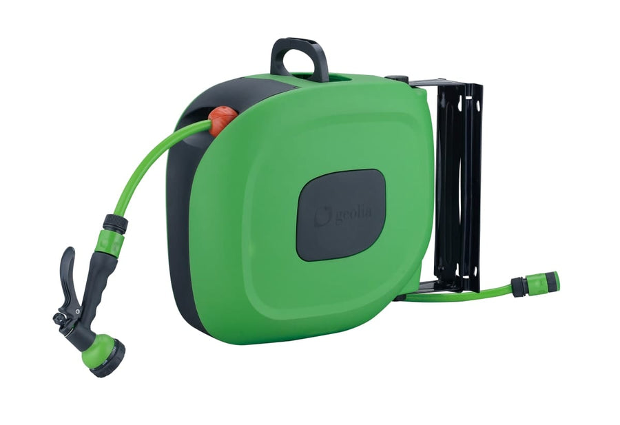Bricocenter GEO AUTOMATIC WALL-MOUNTED HOSE REEL 25 M OF 12.5 MM HOSE AND MULTI-JET GUN