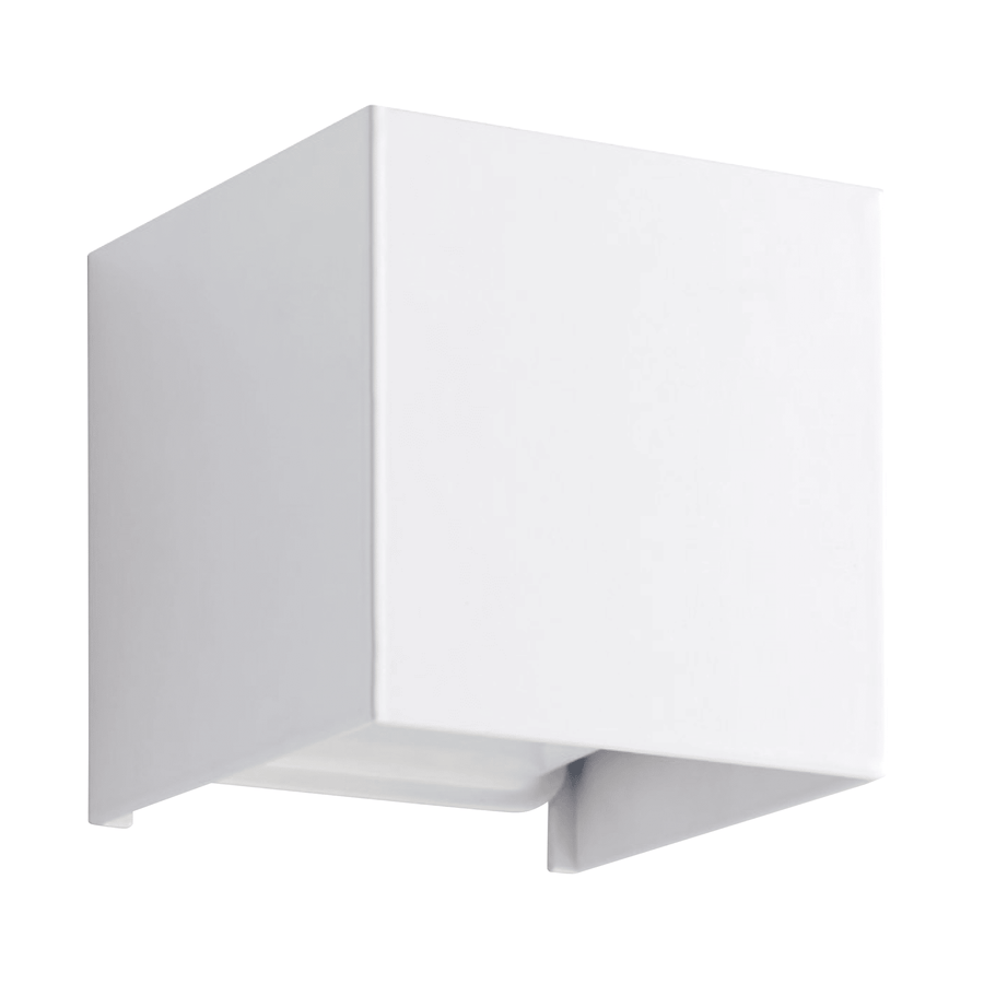 Applique kubbo metallo bianco 10x10x10cm led 9w luce calda