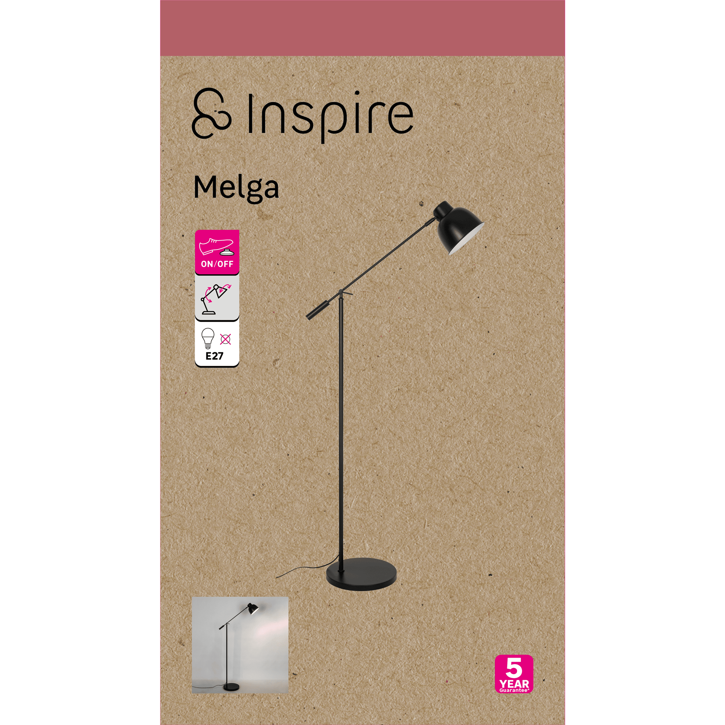 MELGA METAL FLOOR LAMP MERO H180CM E27
